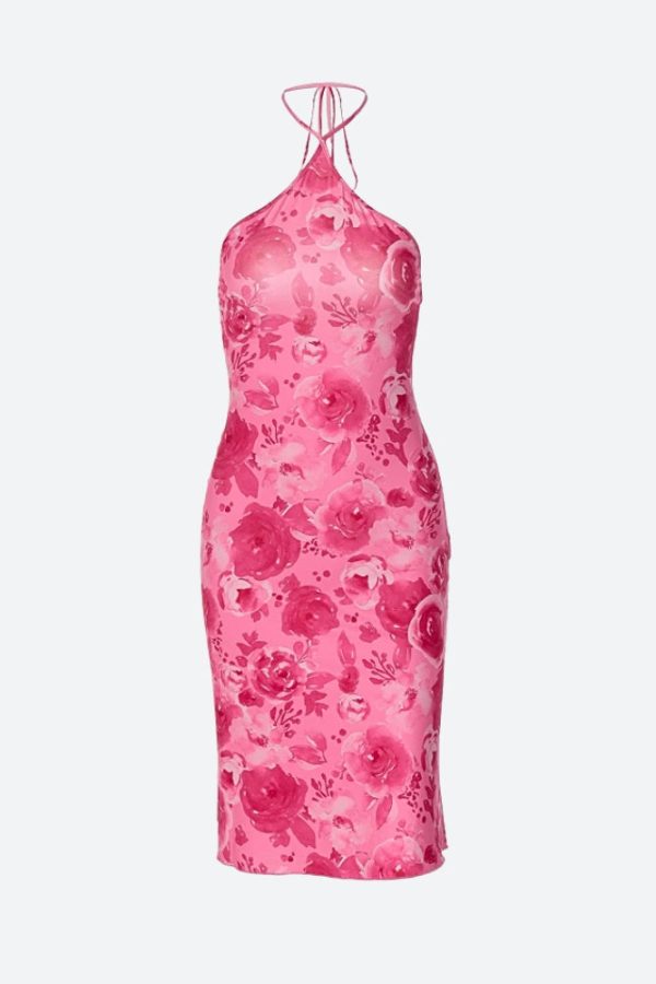 Rose Halter Neck Midi Dress