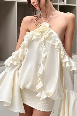 Rose Ruffled Mini Dress