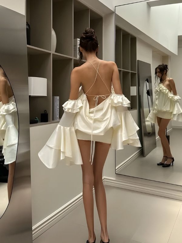 Rose Ruffled Mini Dress