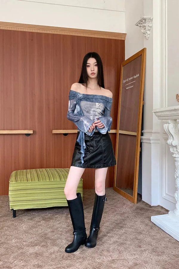 Rose Ruffled Off Shoulder Top