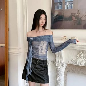 Rose Ruffled Off Shoulder Top