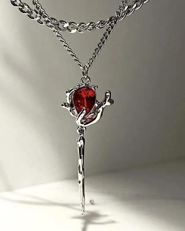 Rose Shaped Stoned Necklace