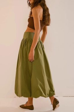 Ruched Bubble Hem Midi Skirt