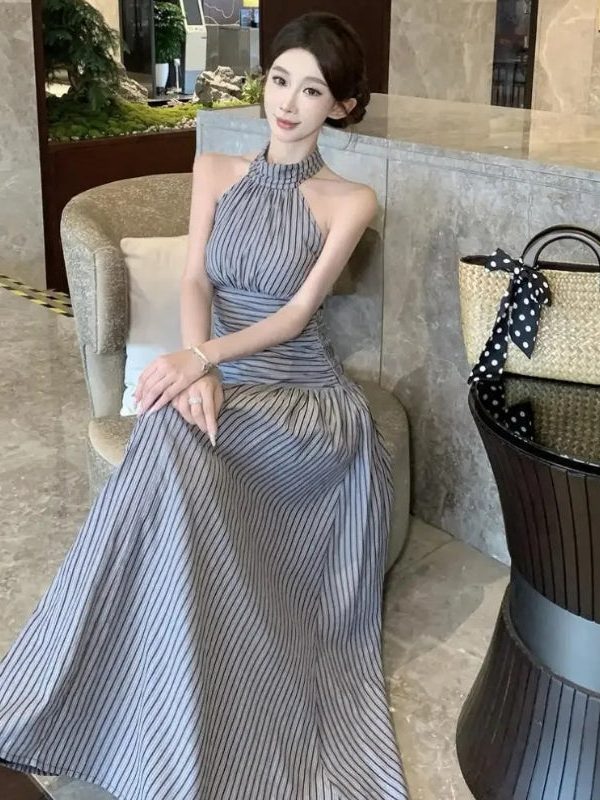 Ruched Halter Midi Dress