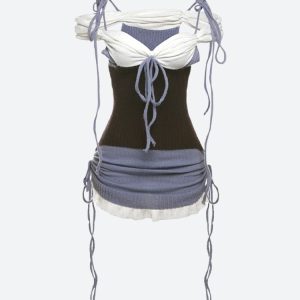 Ruched Knitted Mini Dress