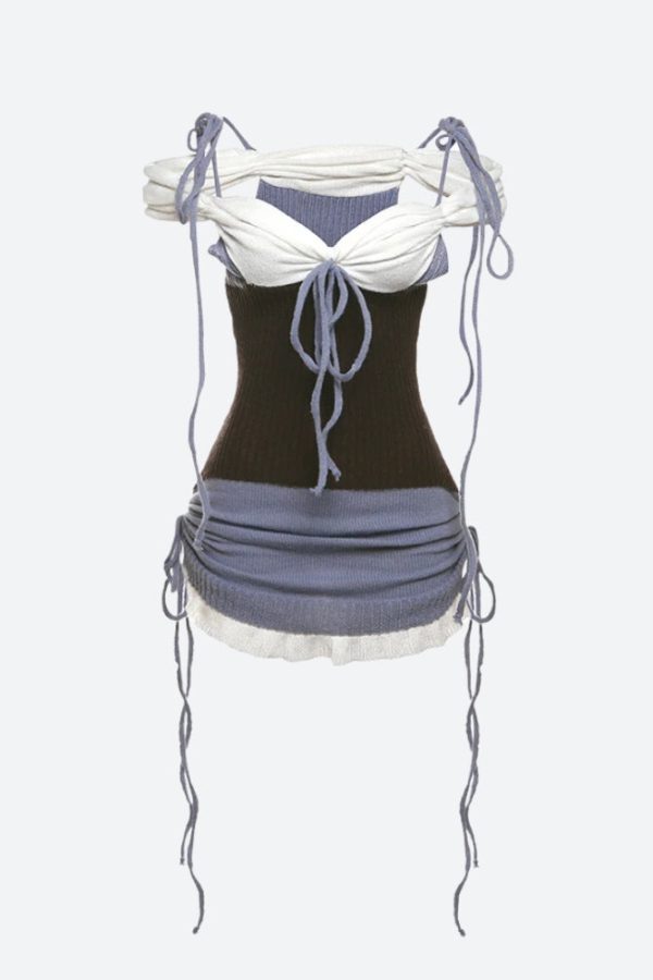 Ruched Knitted Mini Dress