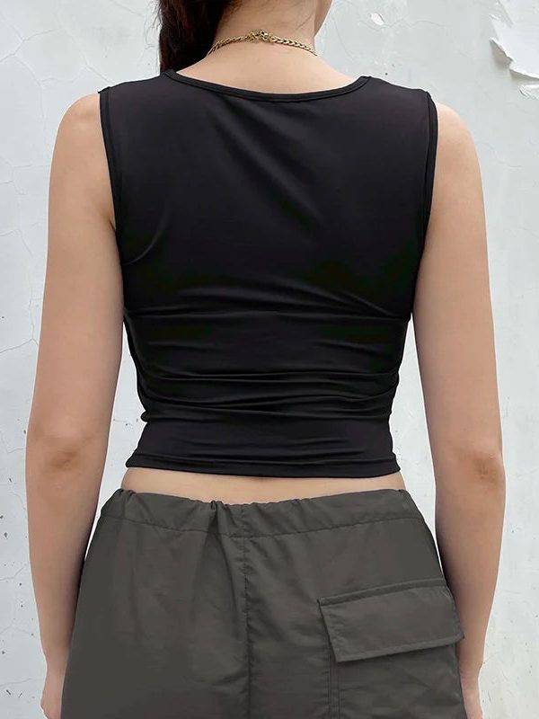 Ruched Square Neck Tank Top