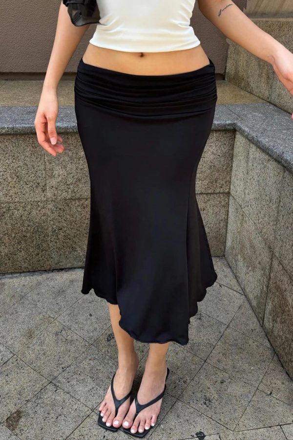 Ruched Waist Midi Skirt