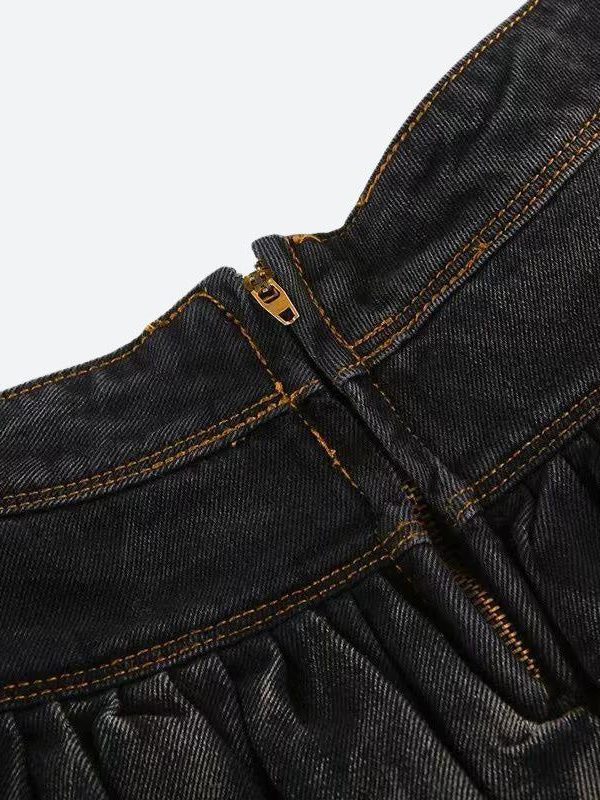 Ruffled Denim Mini Skirt