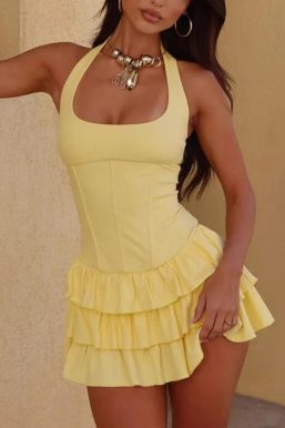 Ruffled Halter Mini Dress