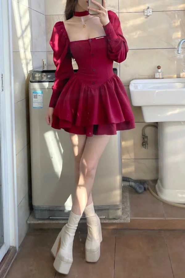 Ruffled Layered Corset Mini Dress