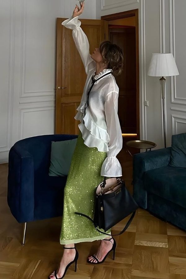 Ruffled Sheer Blouse