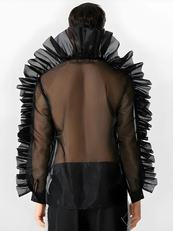 Ruffled Sleeve Sheer Shirt