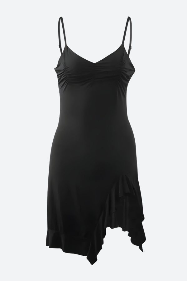 Ruffled Slit Bodycon Mini Dress