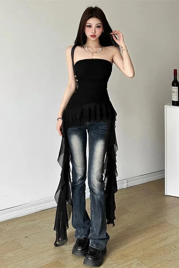 Ruffled Strapless Top