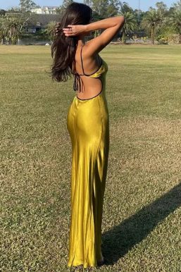 Satin Backless Maxi Dress
