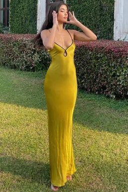 Satin Backless Maxi Dress