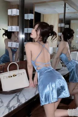 Satin Backless Mini Dress