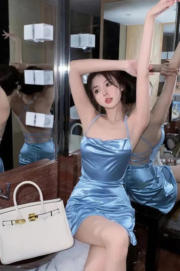 Satin Backless Mini Dress