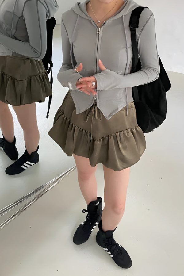 Satin Bubble Mini Skirt