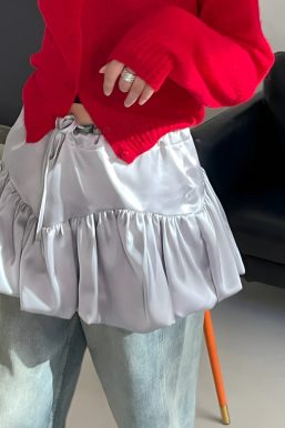 Satin Bubble Mini Skirt