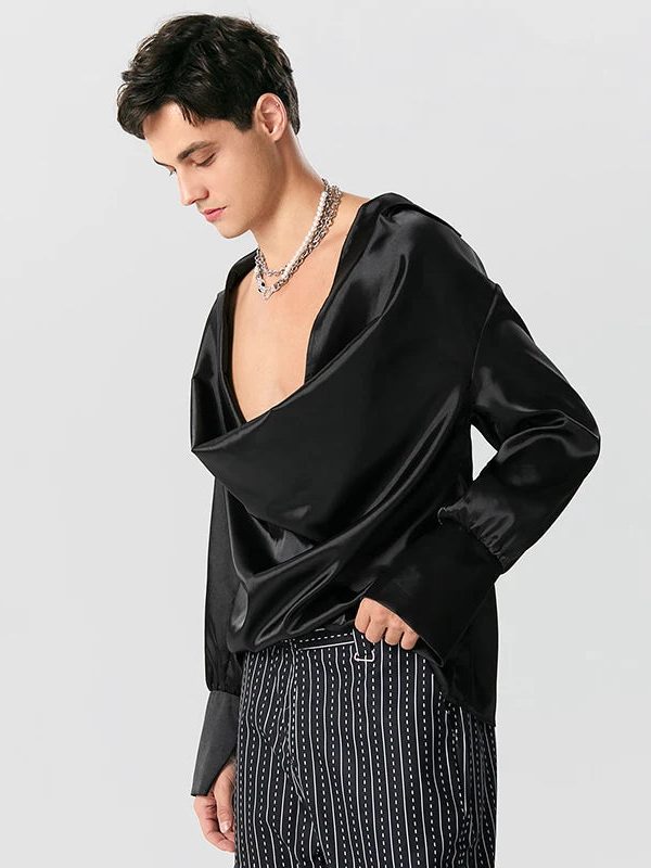 Satin Cowl Neck Shirt