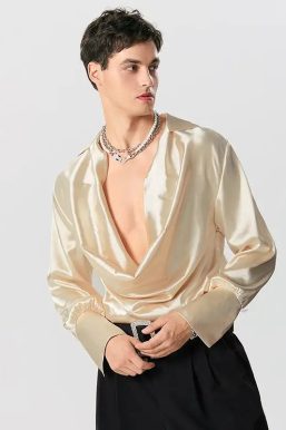 Satin Cowl Neck Shirt
