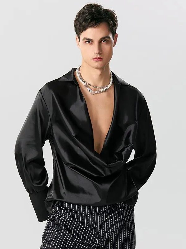 Satin Cowl Neck Shirt