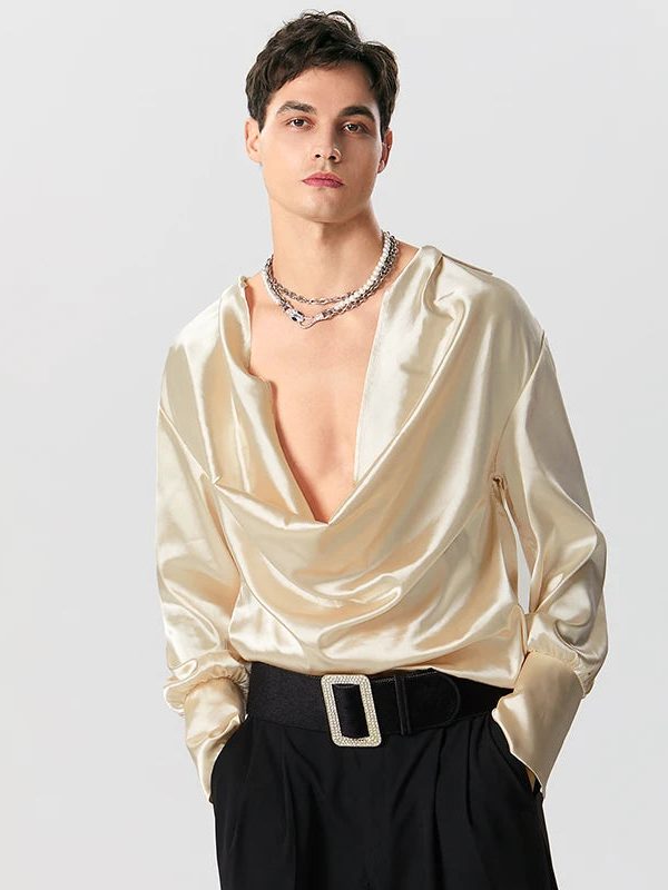 Satin Cowl Neck Shirt