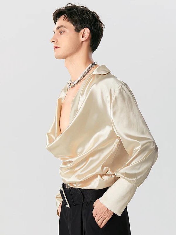Satin Cowl Neck Shirt