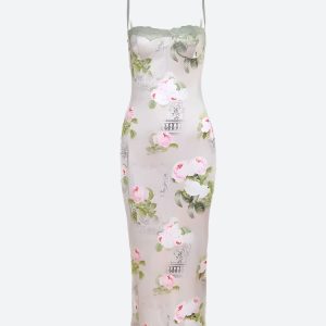Satin Floral Midi Dress