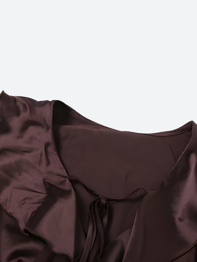 Satin Ruffled Mini Dress Satin Ruffled Mini Dress