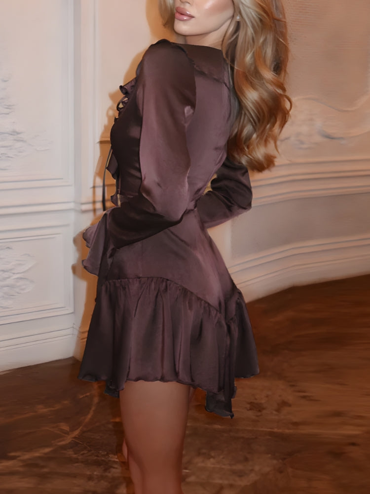 Satin Ruffled Mini Dress Satin Ruffled Mini Dress