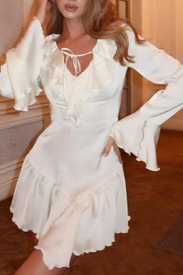 Satin Ruffled Mini Dress