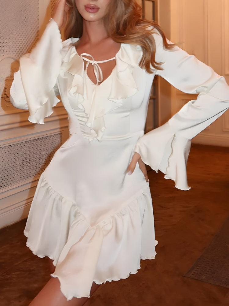 Satin Ruffled Mini Dress Satin Ruffled Mini Dress