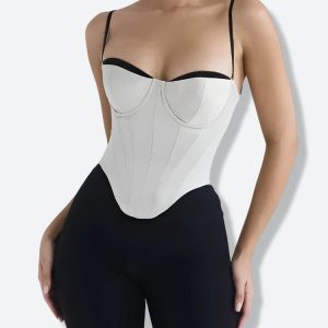 Satin Zip-Up Layered Corset Top