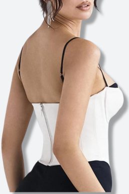 Satin Zip-Up Layered Corset Top