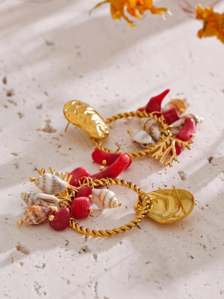 Seashell Beaded Hoop Earrings Seashell Beaded Hoop Earrings