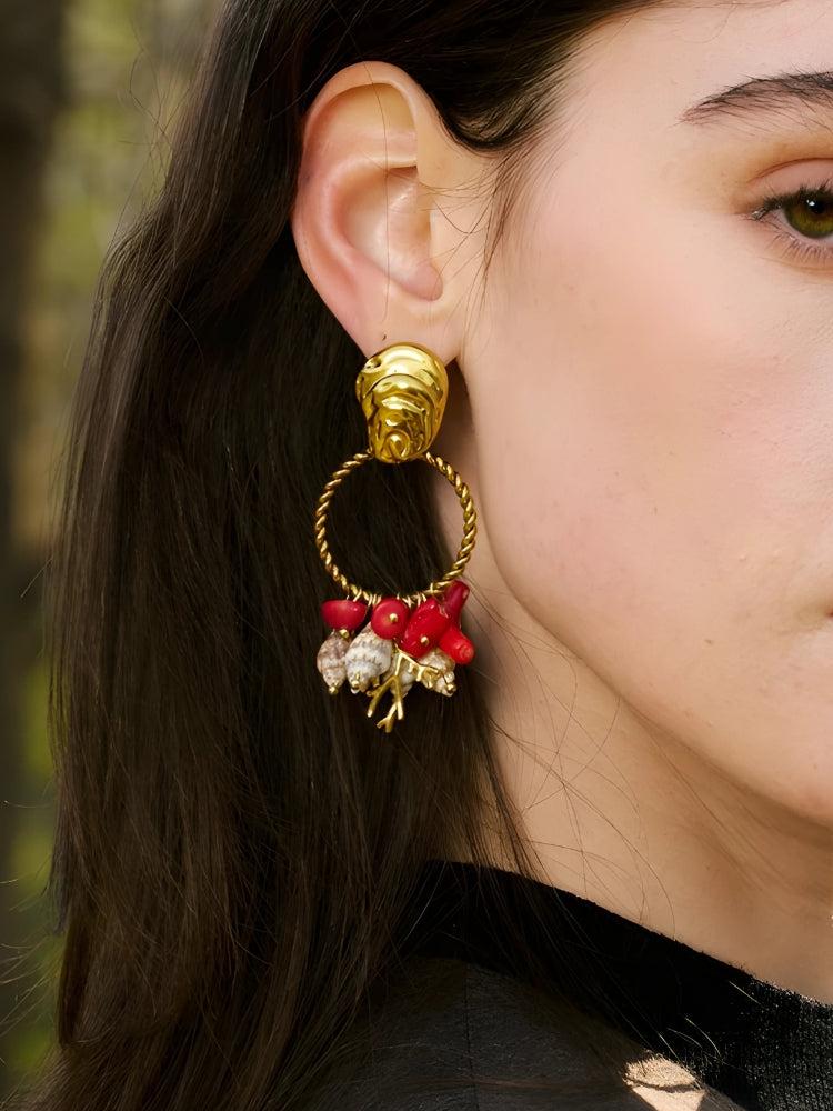 Seashell Beaded Hoop Earrings Seashell Beaded Hoop Earrings