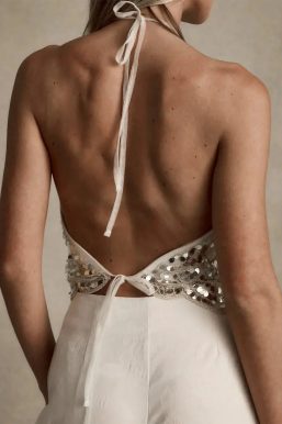 Sequined Backless Halter Top