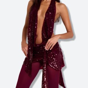 Sequined Backless Mini Dress
