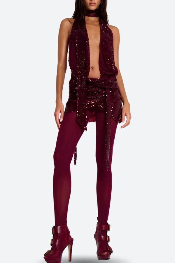 Sequined Backless Mini Dress