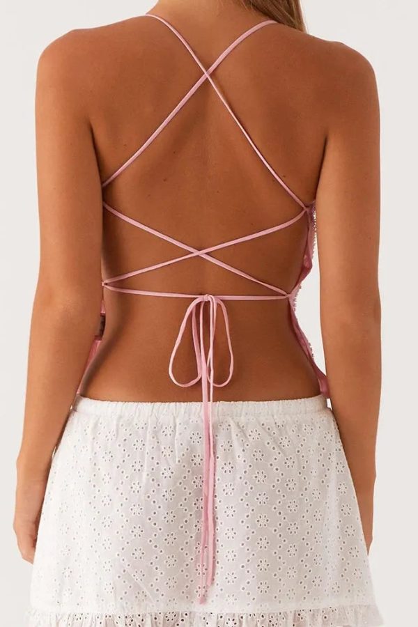 Sequined Beaded Backless Top