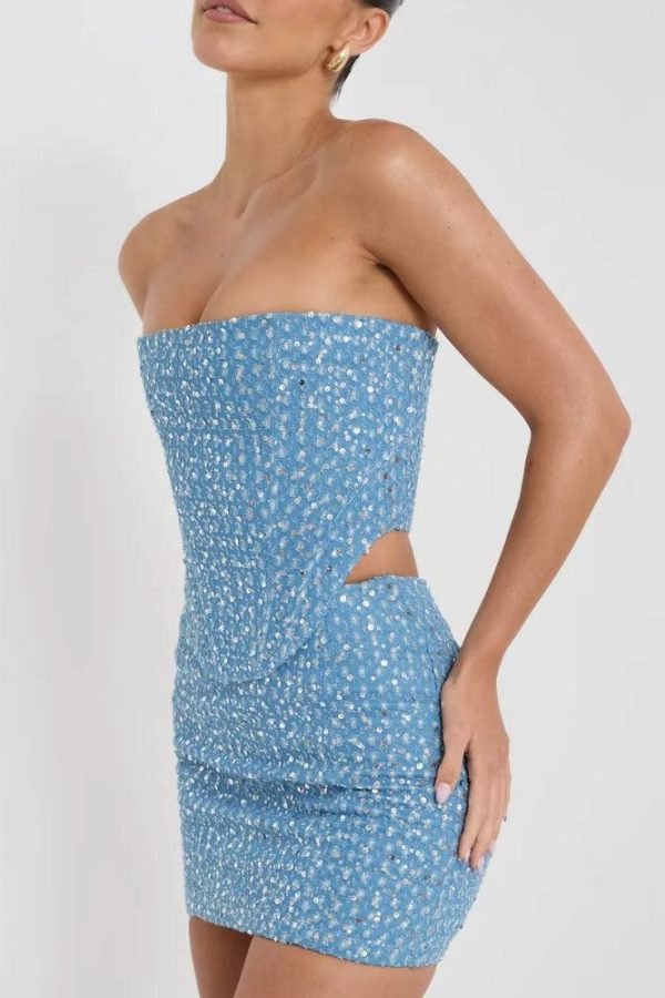 Sequined Tube Top & Mini Skirt Two Piece Set