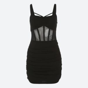 Sheer Bodice Mini Dress