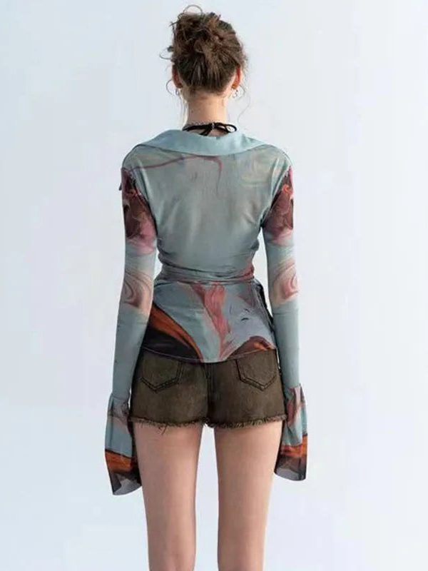 Sheer Button Up Mesh Shirt