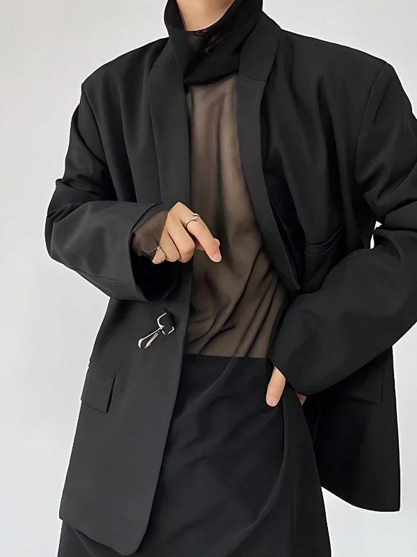 Sheer Mesh Turtle Neck Top