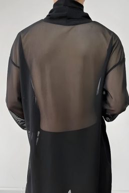 Sheer Mesh Turtle Neck Top