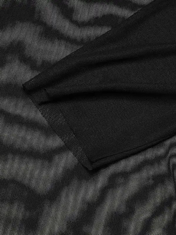 Sheer Mesh Turtle Neck Top