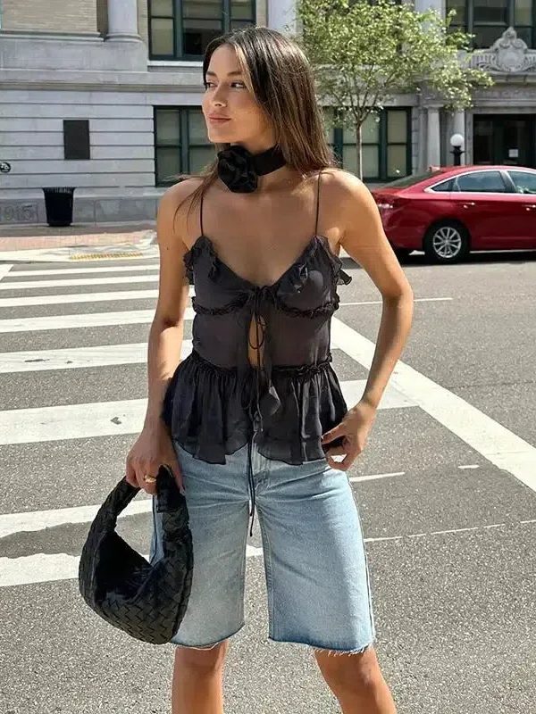 Sheer Open Front Top